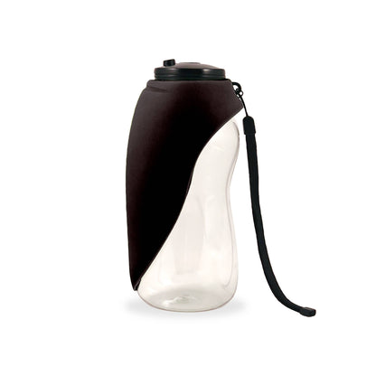 Fold-A-Bowl 26-oz. Portable Pet Water Bottle & Bowl: Black