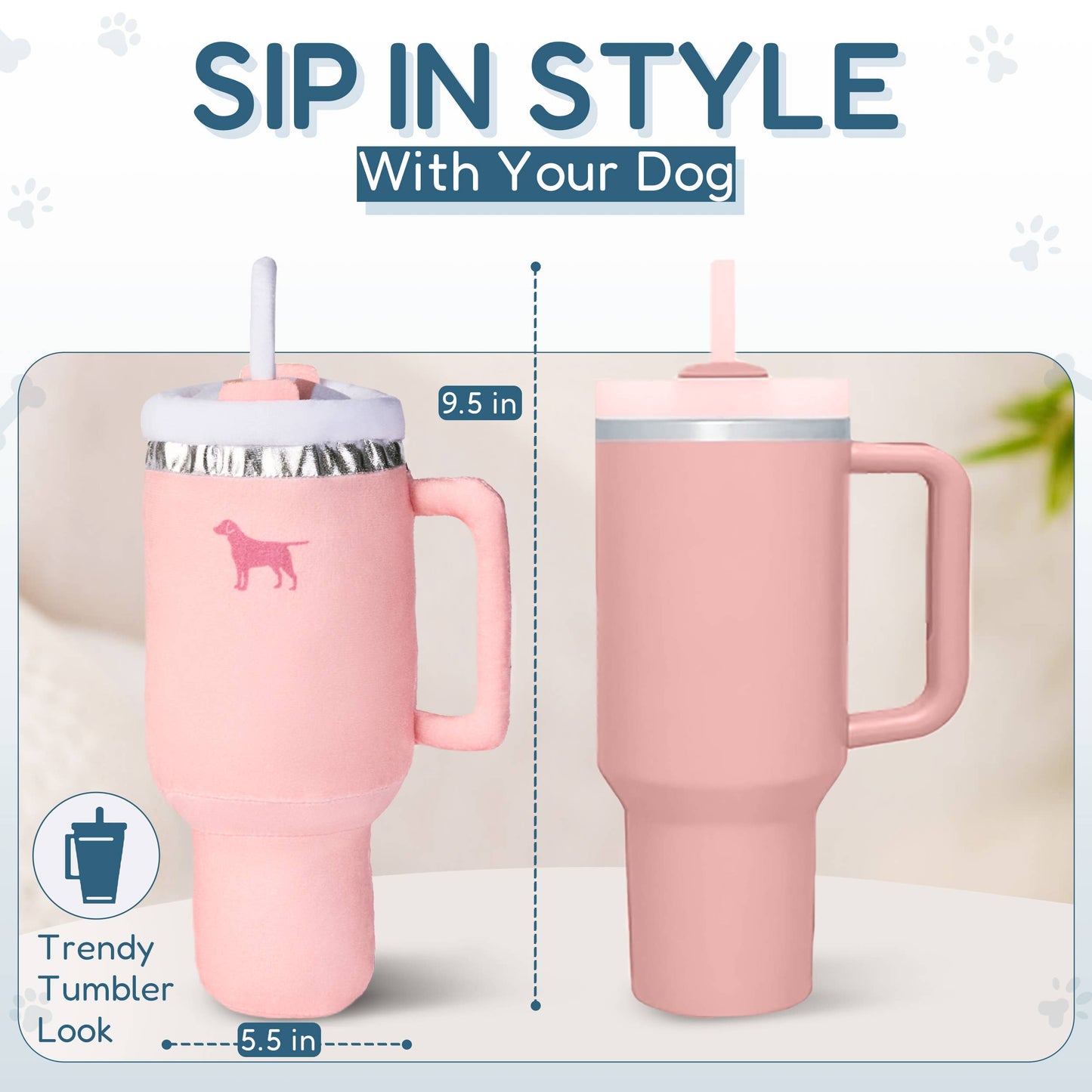 Pup Cup Tumbler Dog Toy- Plush & Squeaky Dog Toy Gift