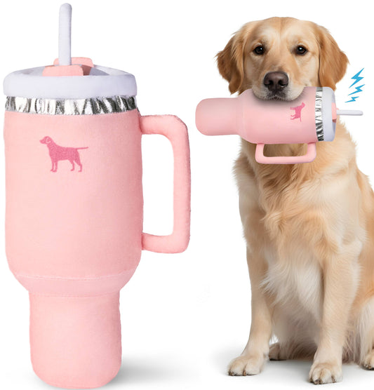 Pup Cup Tumbler Dog Toy- Plush & Squeaky Dog Toy Gift